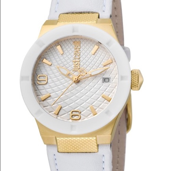 Just Cavalli Accessories - JUST CAVALLI ROCK CERAMIC BEZEL WATCH WHITE/ GOLD